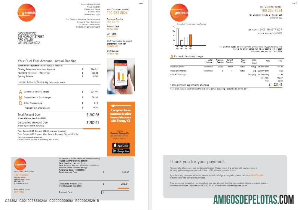 Projeto de lei de serviços públicos de gás Genesis da Nova Zelândia 1 2 exemplo